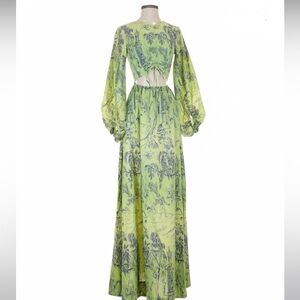 Staud green toile nylon maxi dress